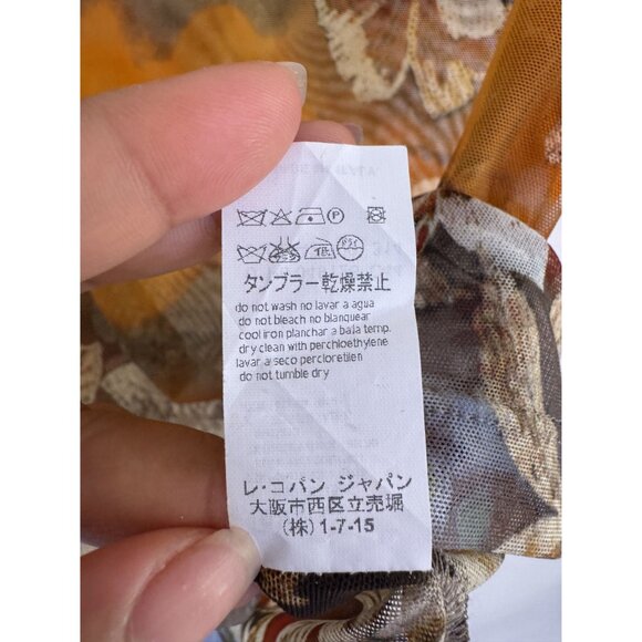 Blue Les Copains Women's Floral Orange Brown Sheer Sleeveless Tank Top S 44 US 8 - Picture 9 of 11